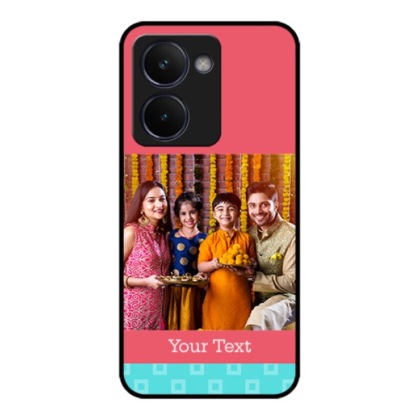 Realme P3 Ultra 5G Custom Glass Phone Case - Peach & Blue Color Design Realme P3 Ultra 5G Custom Glass Phone Case - Peach & Blue Color Design