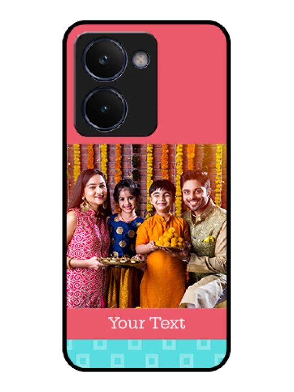 Custom Realme P3 Ultra 5G Custom Glass Phone Case - Peach & Blue Color Design