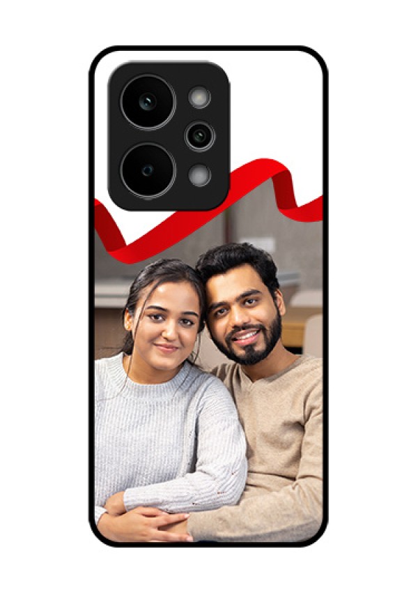 Realme P4 Power 5G Custom Glass Phone Case - Red Ribbon Frame Design