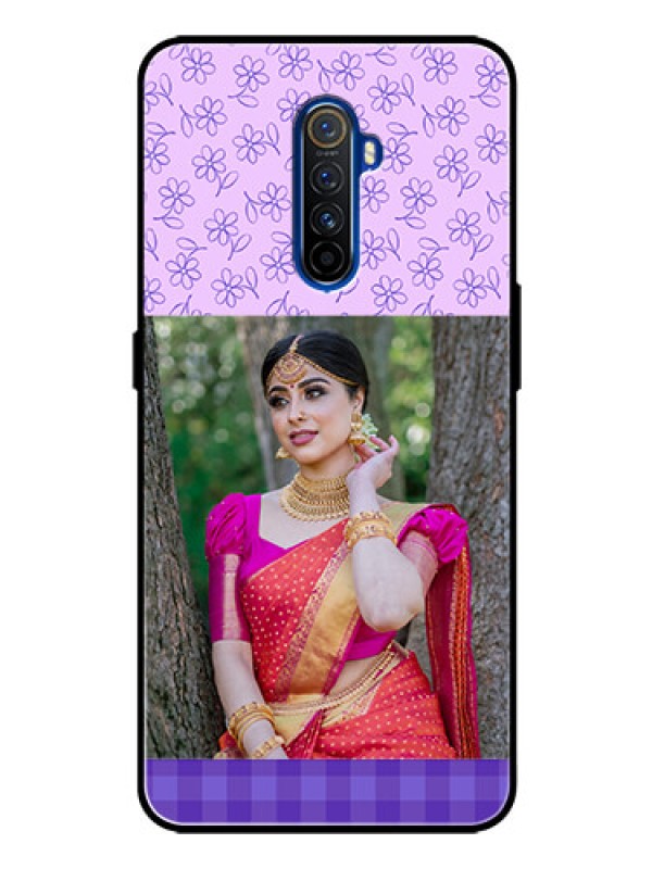 Custom Realme X2 Pro Custom Glass Phone Case  - Purple Floral Design