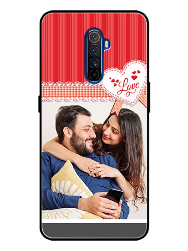 Custom Realme X2 Pro Custom Glass Mobile Case  - Red Love Pattern Design
