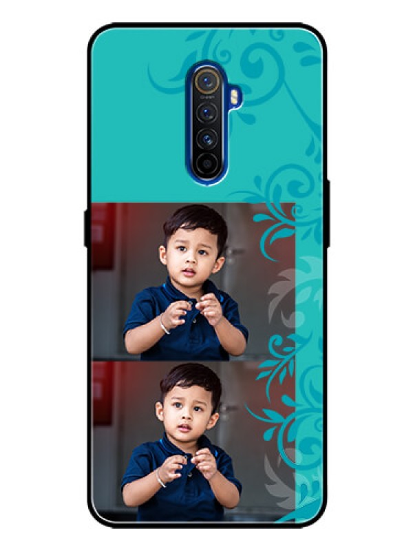 Custom Realme X2 Pro Personalized Glass Phone Case  - with Photo and Green Floral Design 