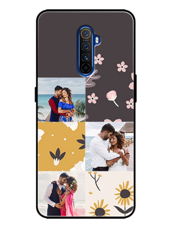 Custom Realme X2 Pro Photo Printing on Glass Case  - 3 Images with Floral Design