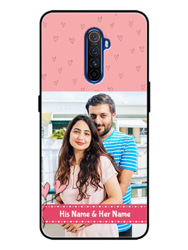 Custom Realme X2 Pro Personalized Glass Phone Case  - Love Design Peach Color