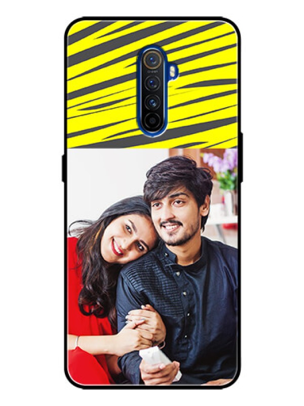 Custom Realme X2 Pro Photo Printing on Glass Case  - Yellow Abstract Design