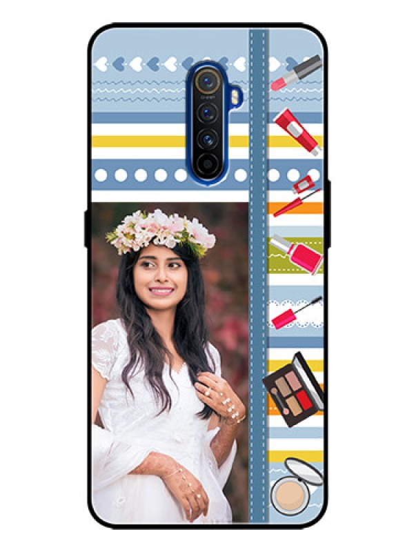 Custom Realme X2 Pro Personalized Glass Phone Case  - Makeup Icons Design