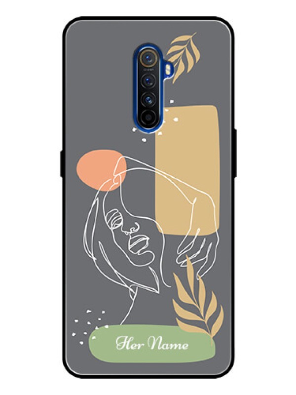 Custom Realme X2 Pro Custom Glass Phone Case - Gazing Woman line art Design