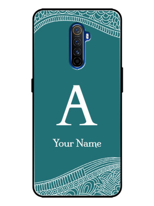 Custom Realme X2 Pro Personalized Glass Phone Case - line art pattern with custom name Design