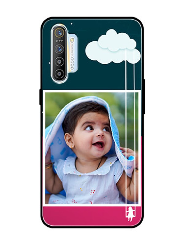 Custom Realme X2 Custom Glass Phone Case  - Cute Girl with Cloud Design