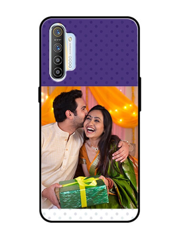Custom Realme X2 Personalized Glass Phone Case  - Violet Pattern Design