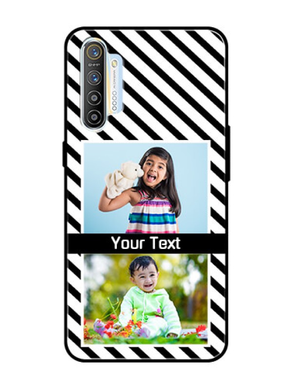 Custom Realme X2 Photo Printing on Glass Case  - Black And White Stripes Design
