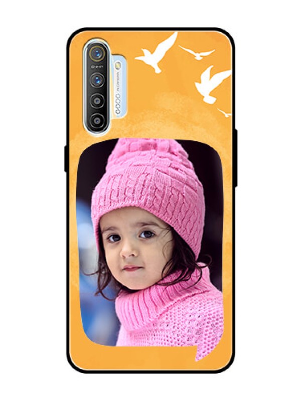 Custom Realme X2 Personalized Glass Phone Case  - Water Color Design with Bird Icons