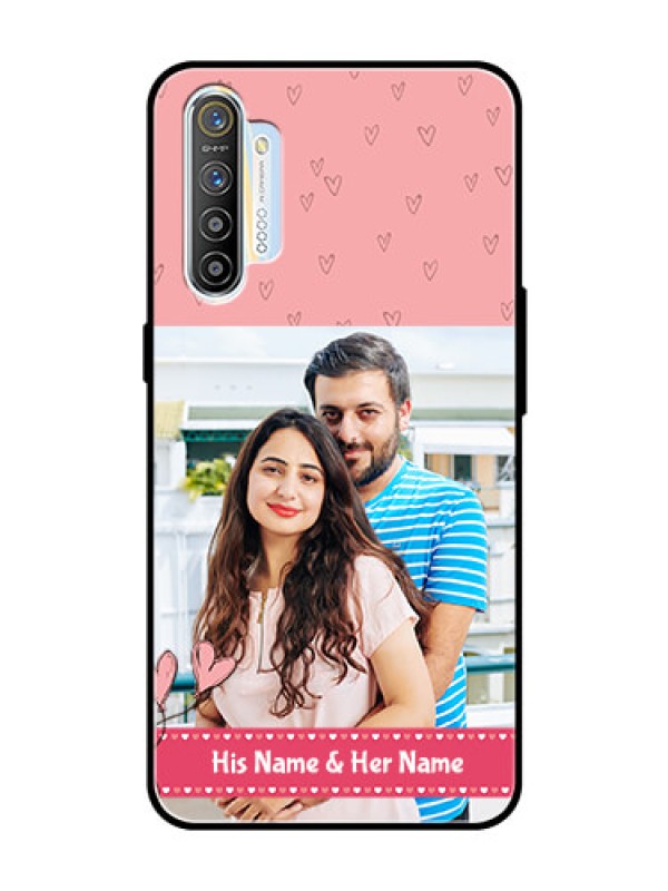 Custom Realme X2 Personalized Glass Phone Case  - Love Design Peach Color