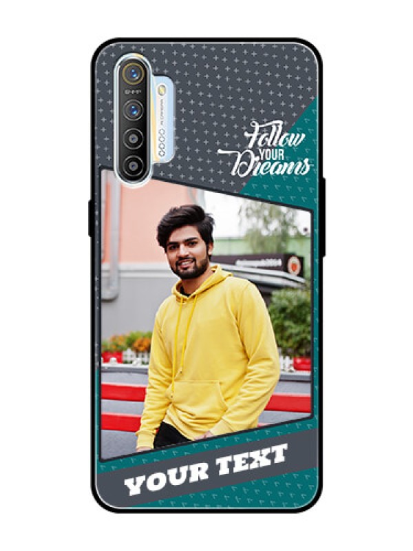 Custom Realme X2 Personalized Glass Phone Case  - Background Pattern Design with Quote