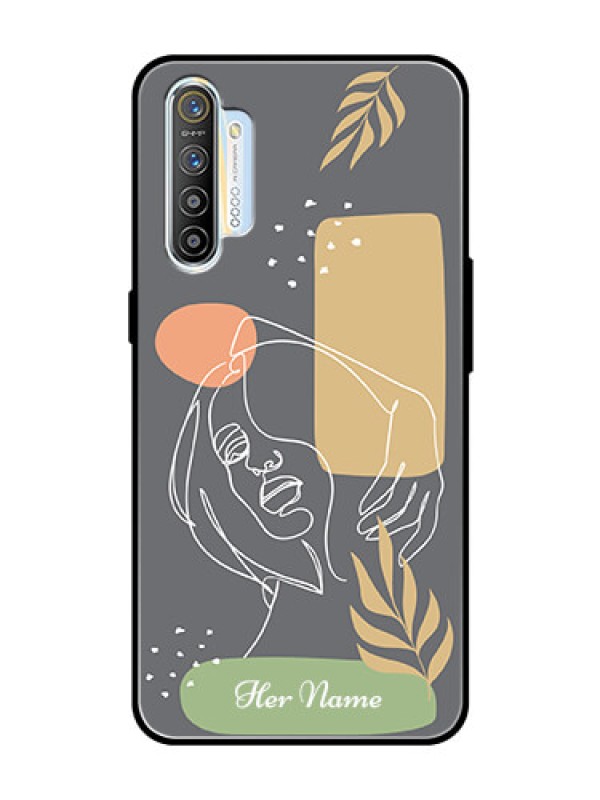 Custom Realme X2 Custom Glass Phone Case - Gazing Woman line art Design