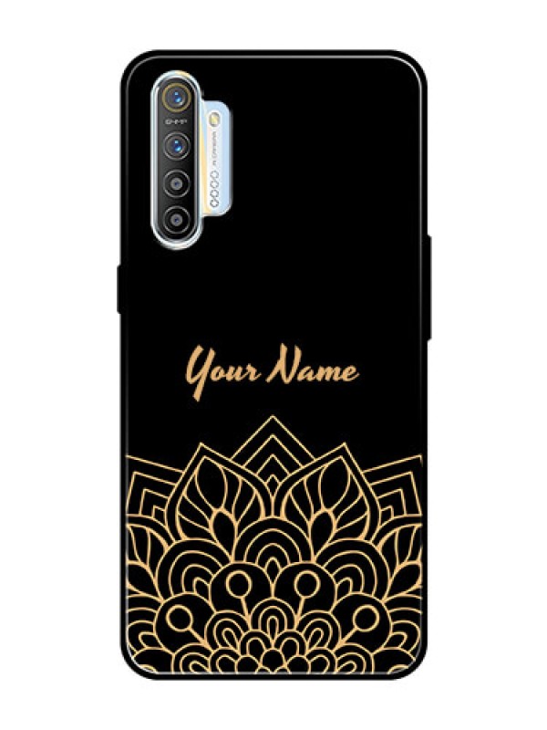 Custom Realme X2 Custom Glass Phone Case - Golden mandala Design