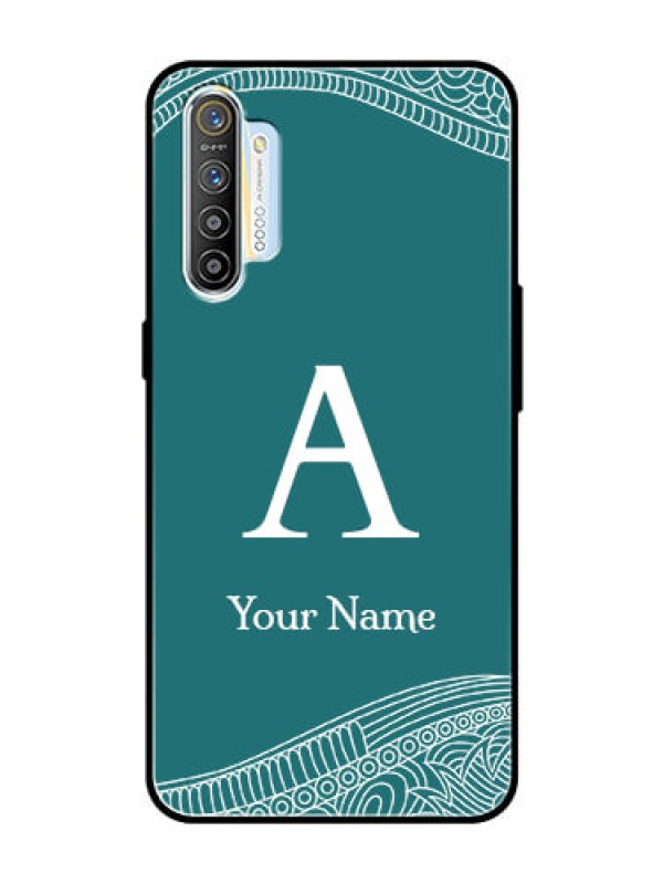 Custom Realme X2 Personalized Glass Phone Case - line art pattern with custom name Design