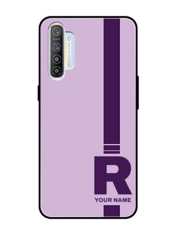 Custom Realme X2 Photo Printing on Glass Case - Simple dual tone stripe with name Design