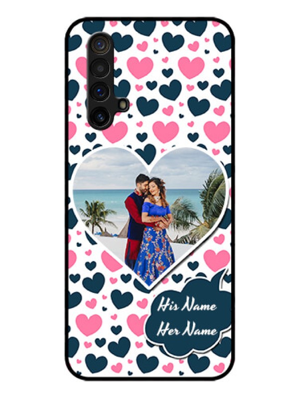 Custom Realme X3 Super Zoom Custom Glass Phone Case - Pink & Blue Heart Design