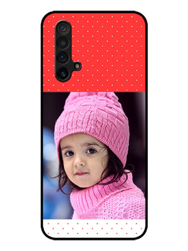 Custom Realme X3 Super Zoom Photo Printing on Glass Case - Red Pattern Design