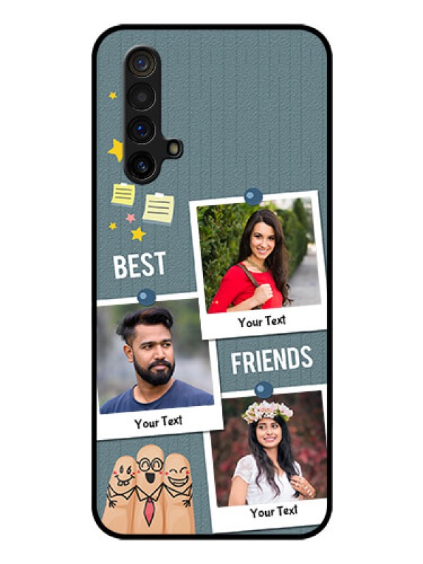Custom Realme X3 Super Zoom Personalized Glass Phone Case - Sticky Frames and Friendship Design