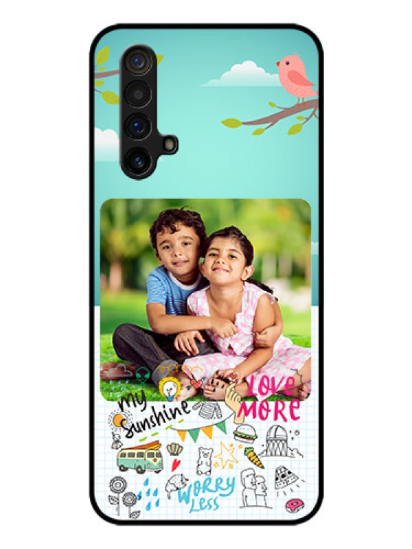Custom Realme X3 Super Zoom Photo Printing on Glass Case - Doodle love Design