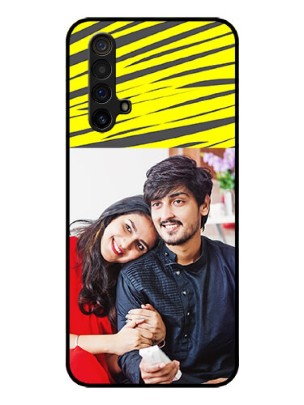 Custom Realme X3 Super Zoom Photo Printing on Glass Case - Yellow Abstract Design