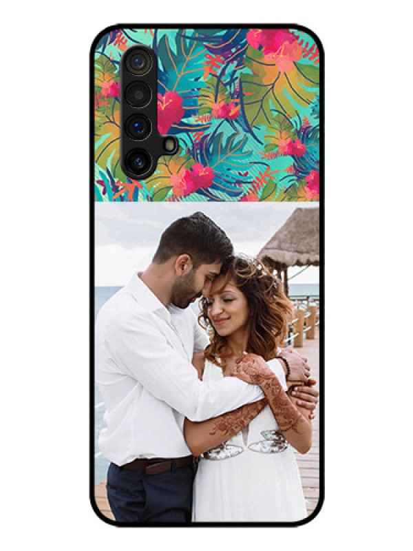 Custom Realme X3 Super Zoom Photo Printing on Glass Case - Watercolor Floral Design