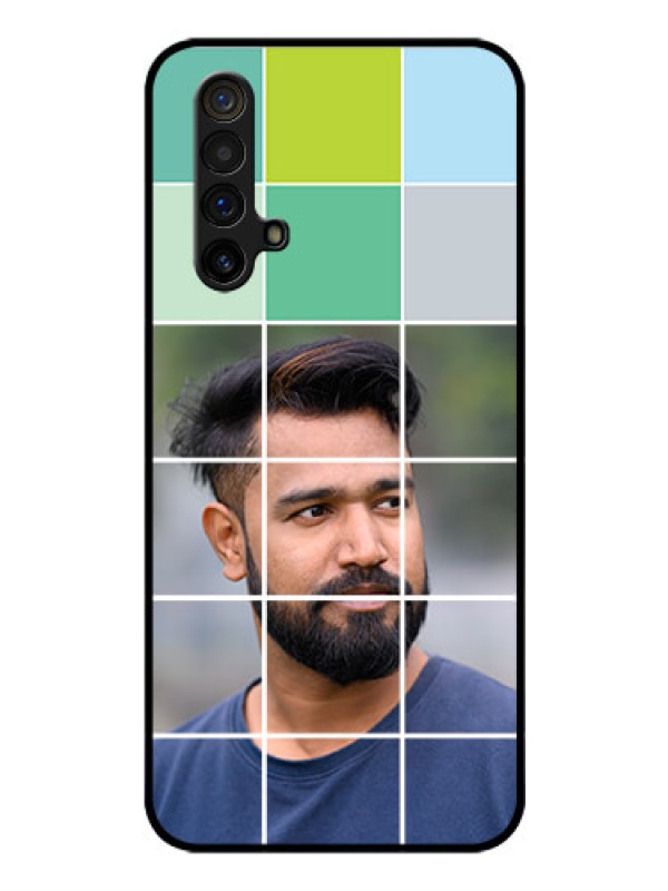 Custom Realme X3 Super Zoom Photo Printing on Glass Case - with white box pattern 