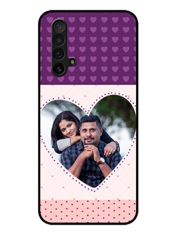 Custom Realme X3 Custom Glass Phone Case - Violet Love Dots Design