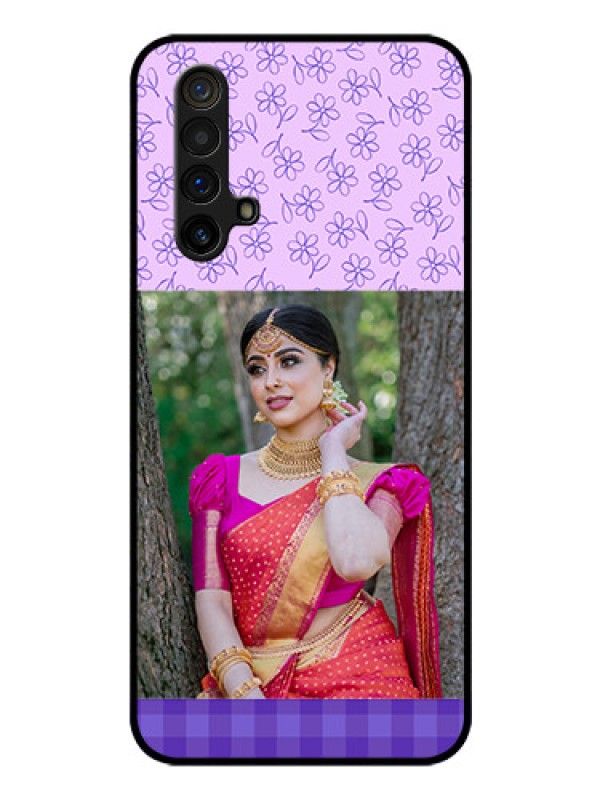 Custom Realme X3 Custom Glass Phone Case - Purple Floral Design