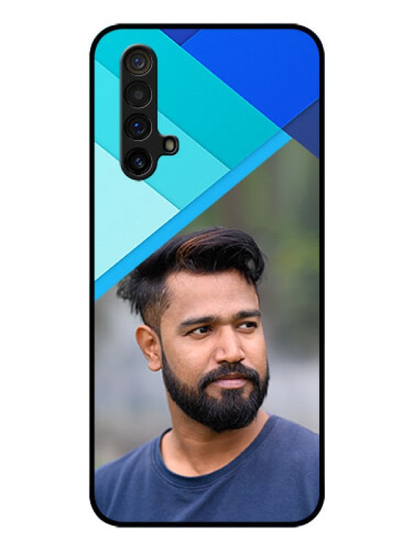 Custom Realme X3 Custom Glass Phone Case - Blue Pattern Design