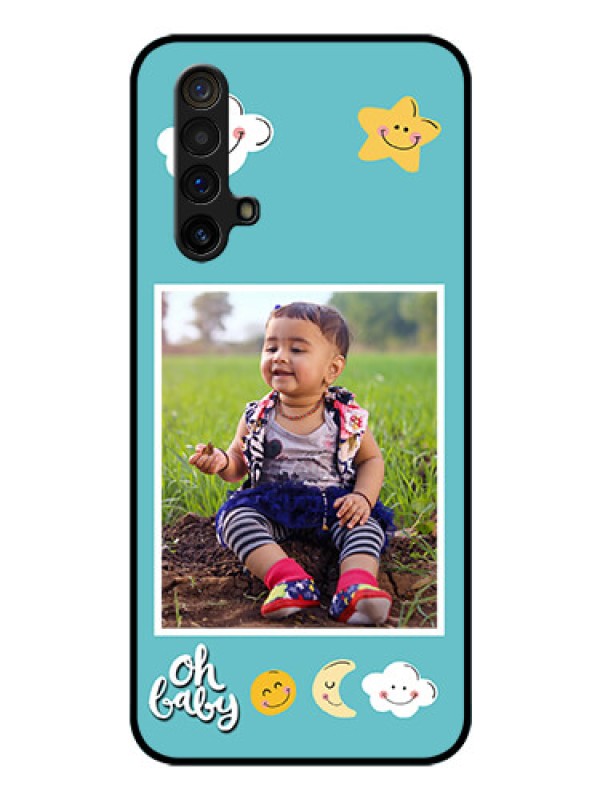 Custom Realme X3 Personalized Glass Phone Case - Smiley Kids Stars Design