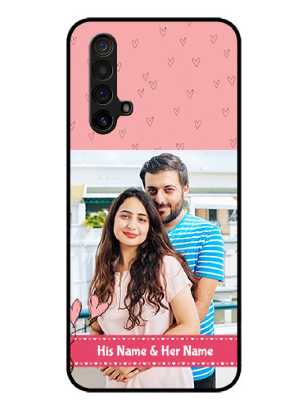 Custom Realme X3 Personalized Glass Phone Case - Love Design Peach Color
