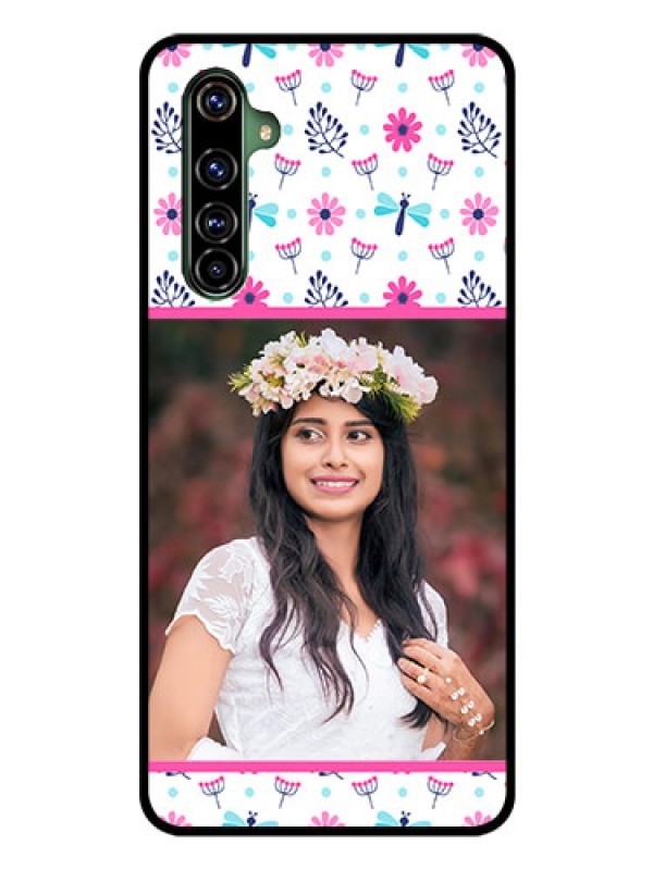 Custom Realme X50 Pro 5G Photo Printing on Glass Case - Colorful Flower Design