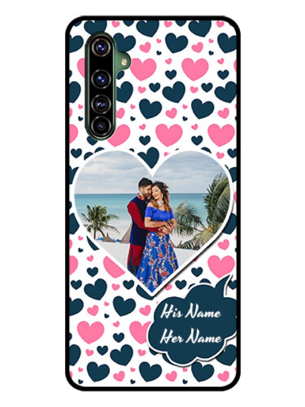 Custom Realme X50 Pro 5G Custom Glass Phone Case - Pink & Blue Heart Design