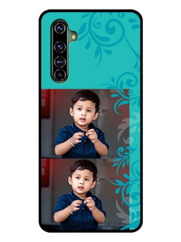 Custom Realme X50 Pro 5G Personalized Glass Phone Case - with Photo and Green Floral Design 
