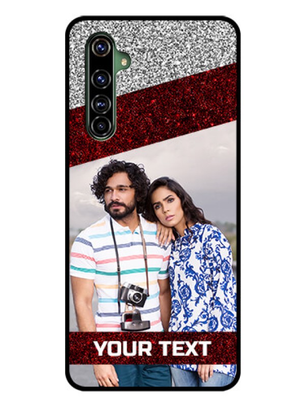 Custom Realme X50 Pro 5G Personalized Glass Phone Case - Image Holder with Glitter Strip Design