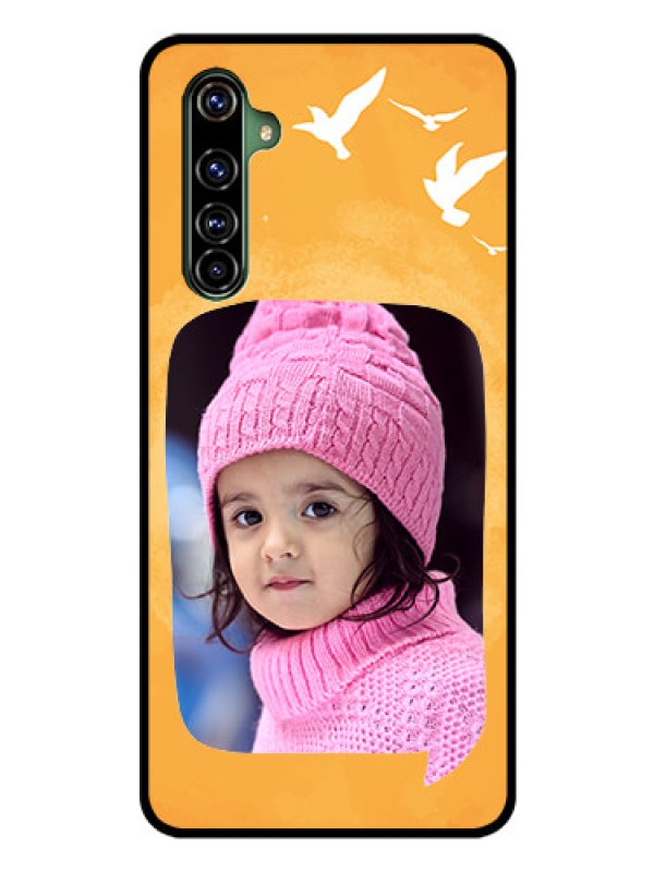 Custom Realme X50 Pro 5G Personalized Glass Phone Case - Water Color Design with Bird Icons