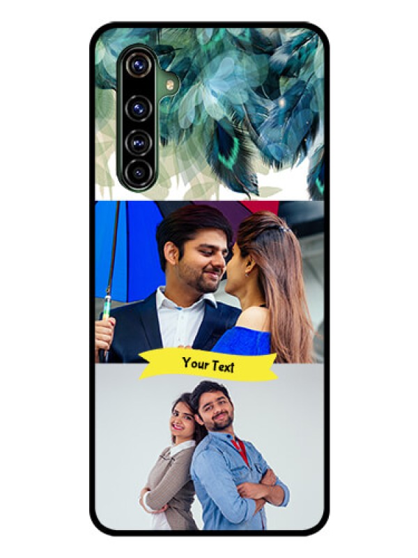Custom Realme X50 Pro 5G Personalized Glass Phone Case - Image with Boho Peacock Feather Design