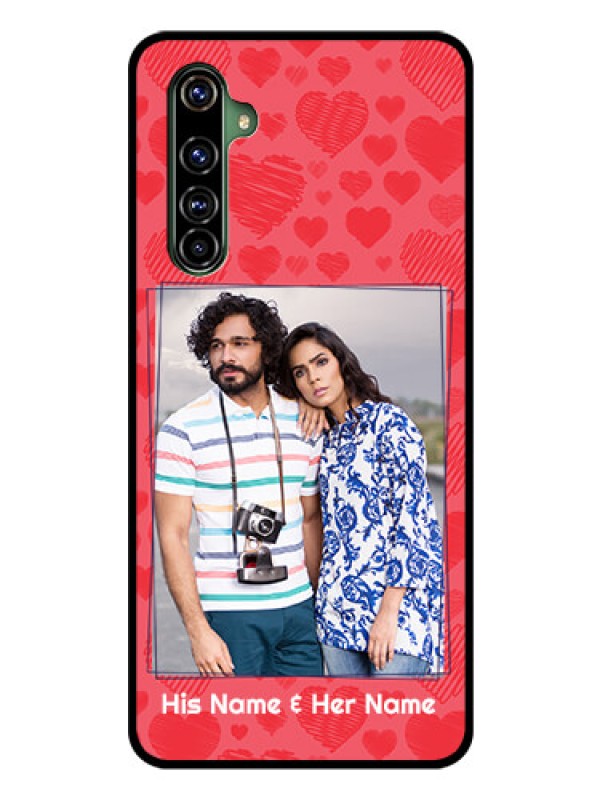 Custom Realme X50 Pro 5G Photo Printing on Glass Case - with Red Heart Symbols Design