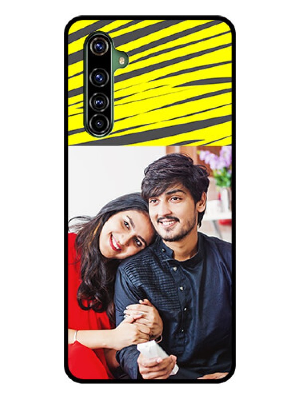 Custom Realme X50 Pro 5G Photo Printing on Glass Case - Yellow Abstract Design