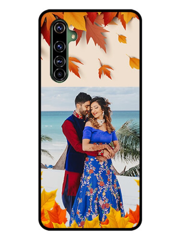 Custom Realme X50 Pro 5G Photo Printing on Glass Case - Autumn Maple Leaves Design