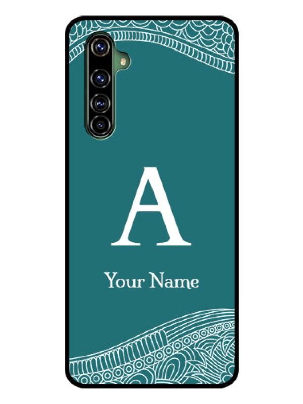 Custom Realme X50 Pro 5G Personalized Glass Phone Case - line art pattern with custom name Design