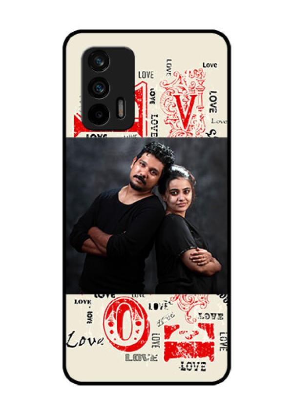 Realme X7 Max 5G Photo Printing on Glass Case - Trendy Love Design Case