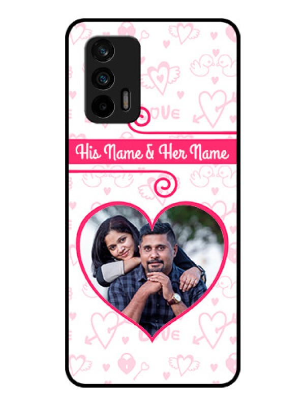Custom Realme X7 Max 5G Personalized Glass Phone Case - Heart Shape Love Design