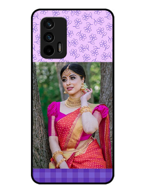 Custom Realme X7 Max 5G Custom Glass Phone Case - Purple Floral Design