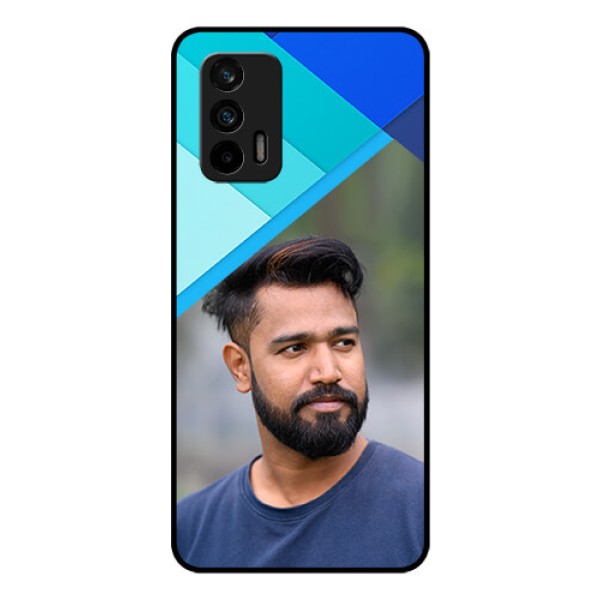 Realme X7 Max 5G Custom Glass Phone Case - Blue Pattern Design