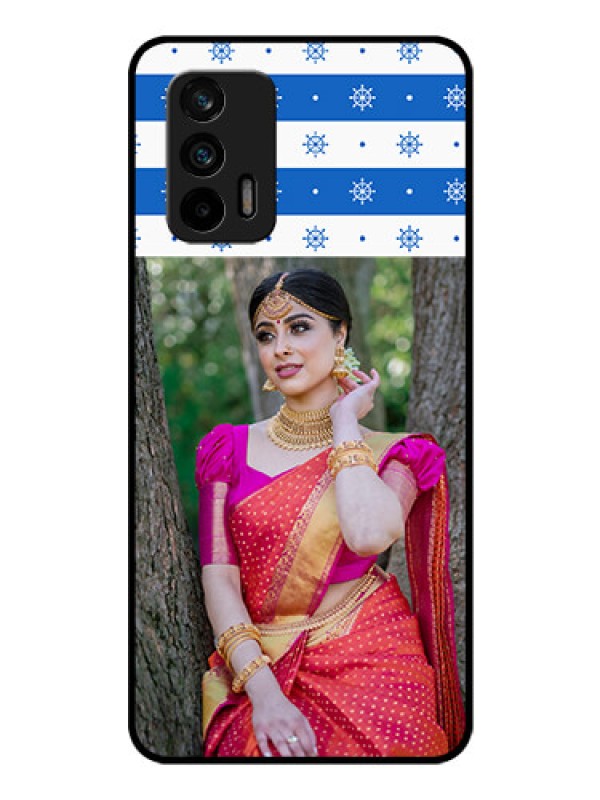 Custom Realme X7 Max 5G Photo Printing on Glass Case - Snow Pattern Design