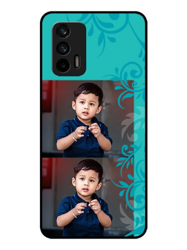 Custom Realme X7 Max 5G Personalized Glass Phone Case - with Photo and Green Floral Design 